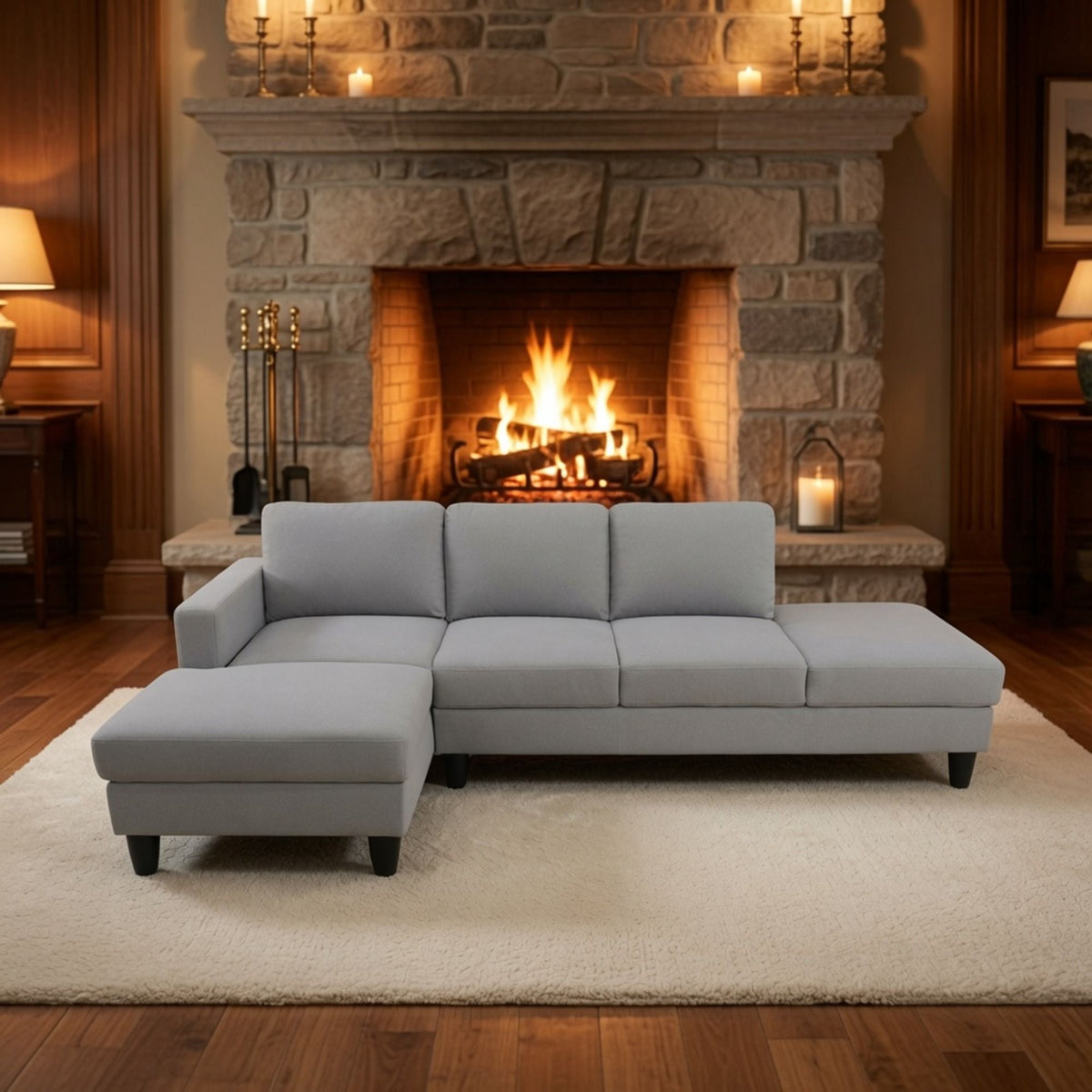 L - Shaped Sectional Sofa With Chaise &amp; Ottoman
