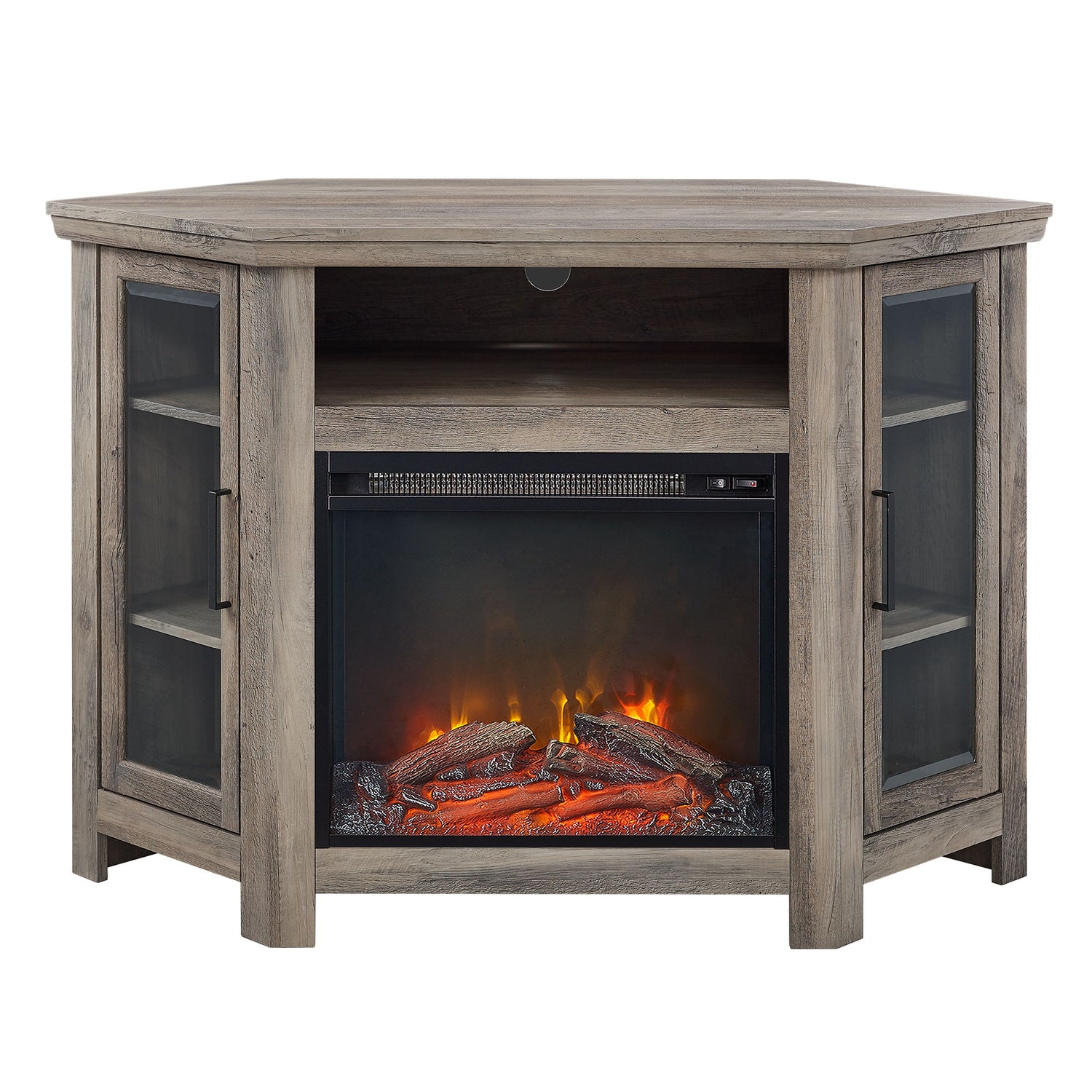 Classic Glass Door Fireplace TV Stand For Tvs Up To 55&quot;