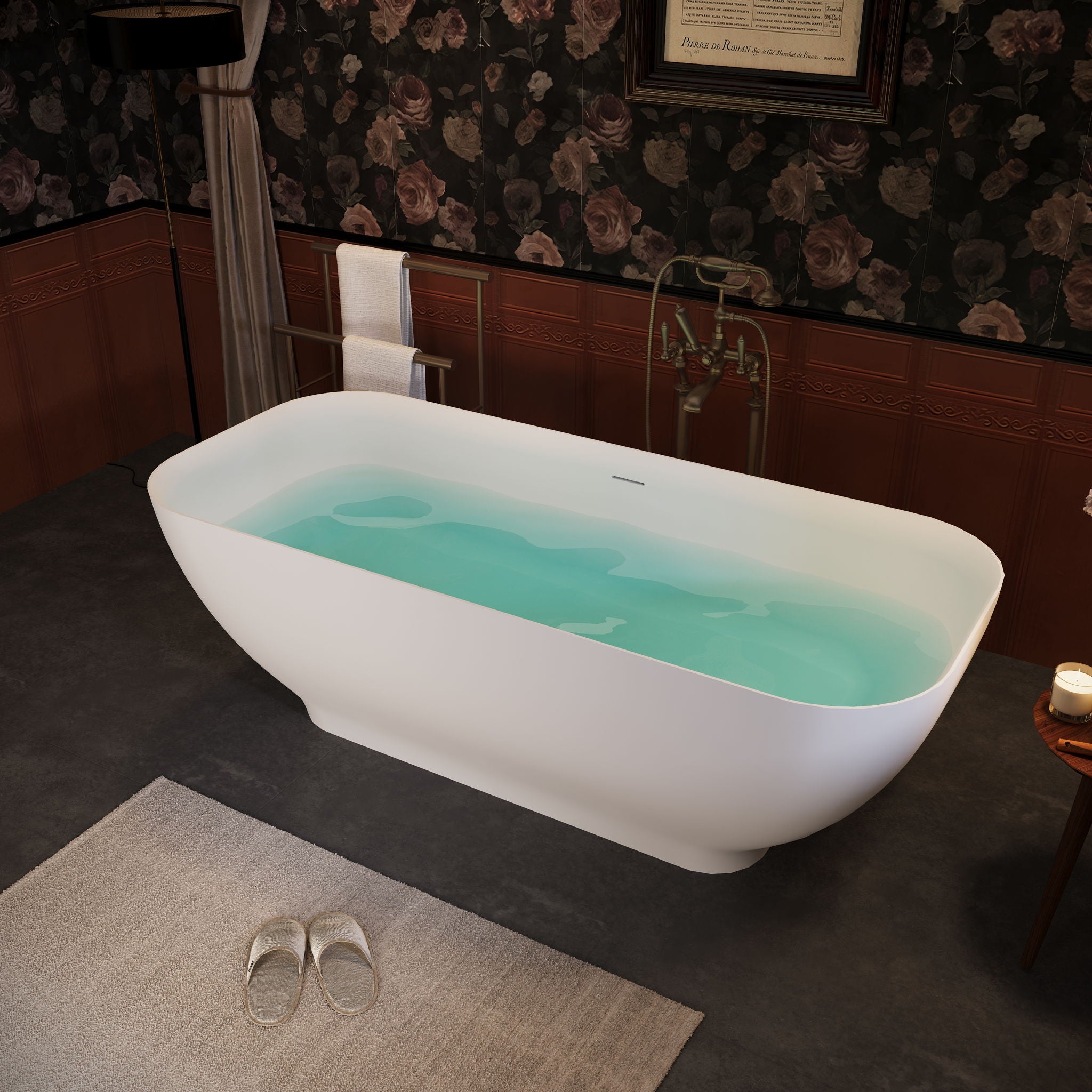 Freestanding Luxury Soaking Bathtub With Overflow And Pop-Up Drain