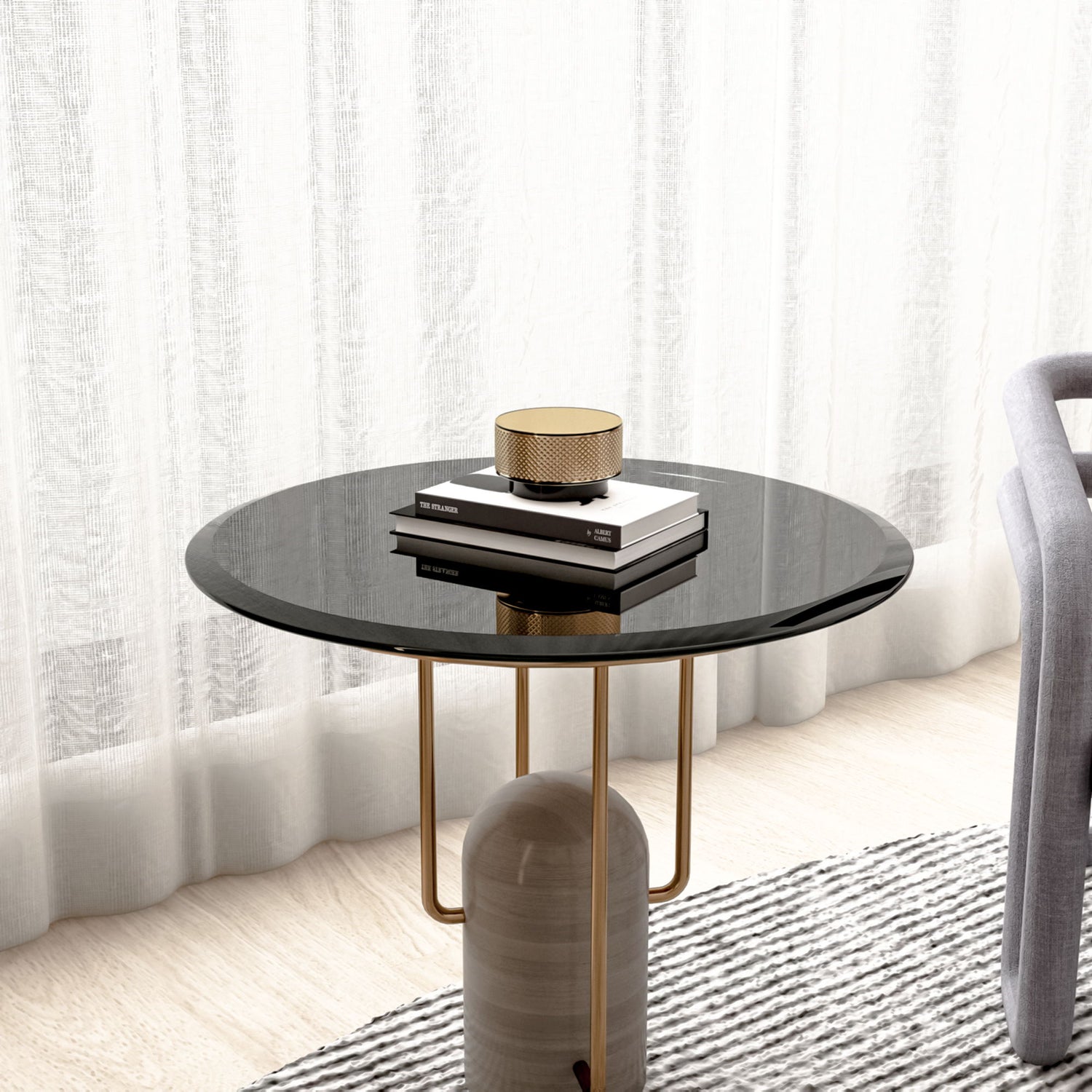 24&quot; Round Tempered Glass Table Top Clear Glass Beveled Polished Edge