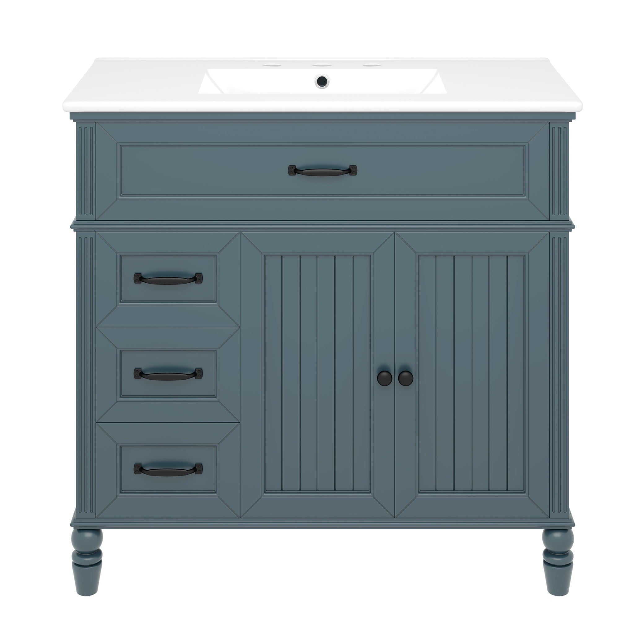 Bathroom Vanity With Sink, Freestanding Cabinet &amp; Drawers