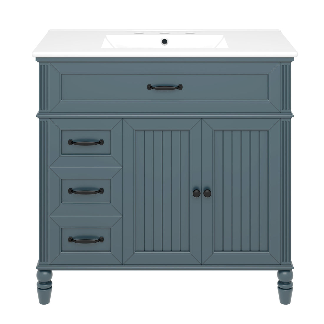 Bathroom Vanity With Sink, 2 Doors 2 Drawers, Freestanding Design