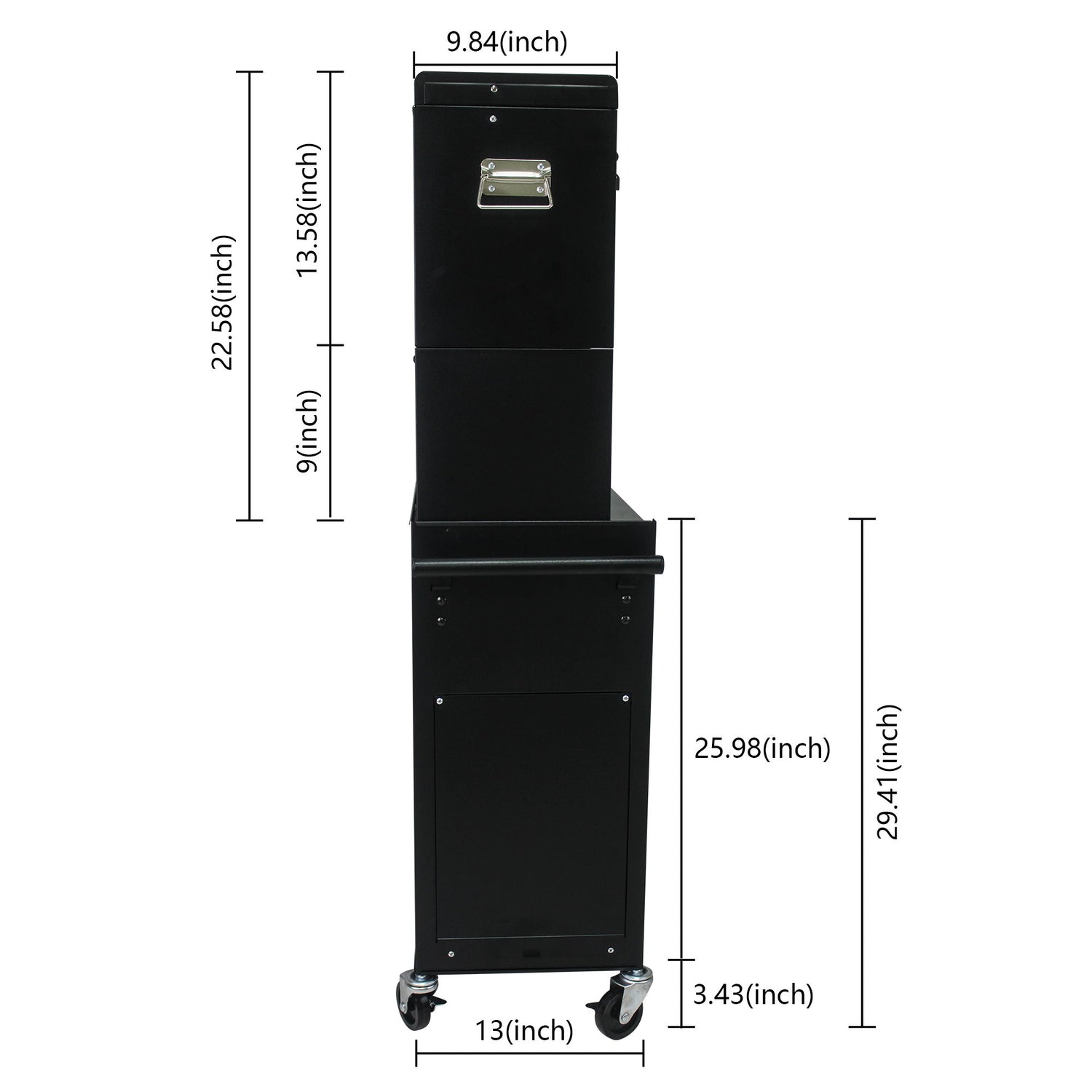 6 Drawer Lockable Tool Cabinet On Wheels, Steel Rolling Tool Chest With Detachable Toolbox