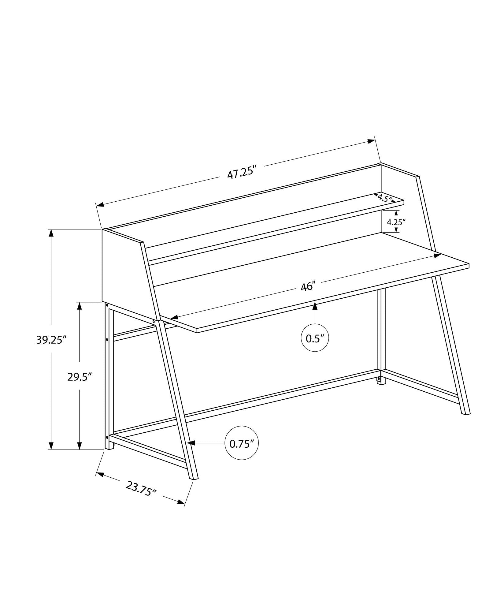 Computer Desk For Home Office Laptop, Storage Shelves, Contemporary &amp; Modern
