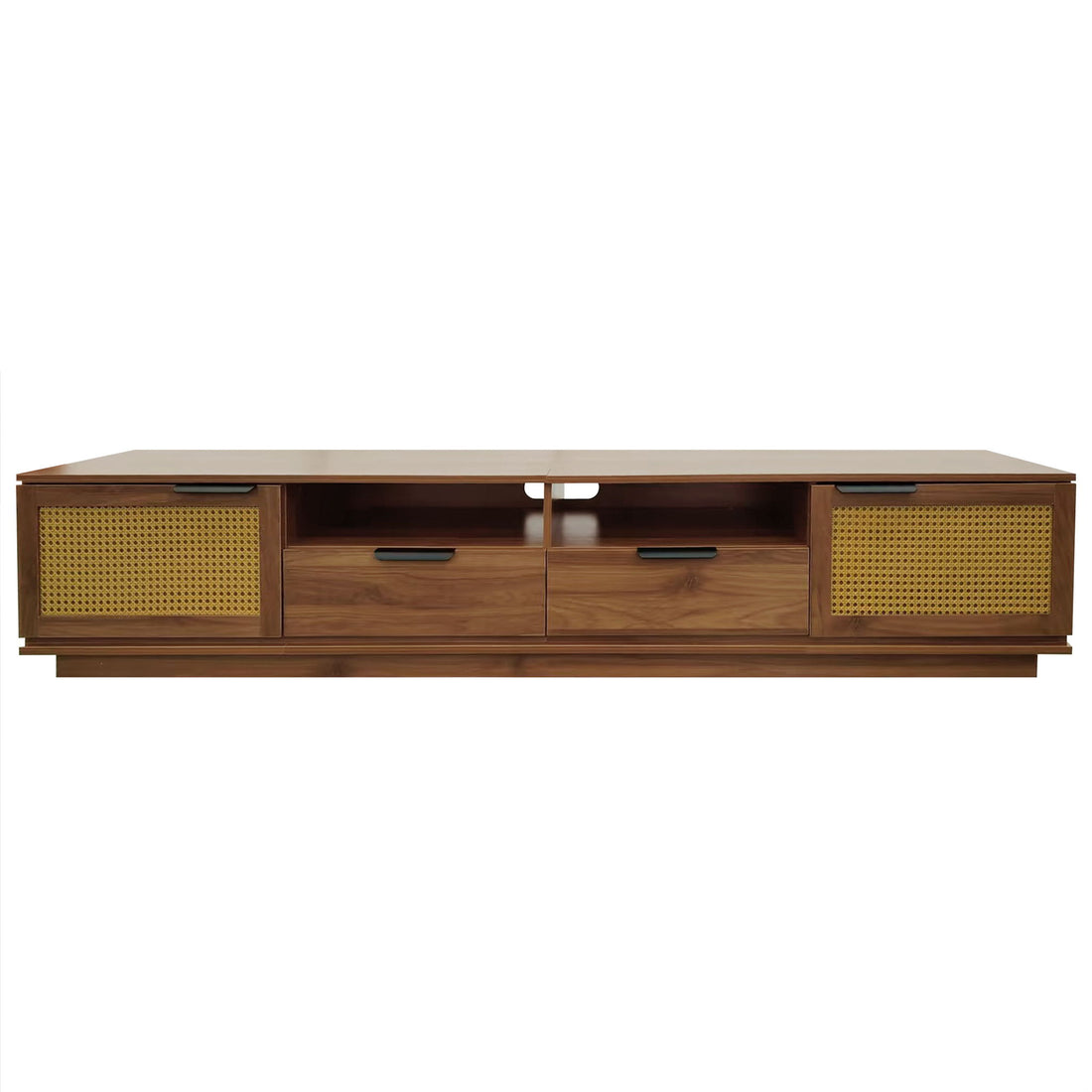 TV Stand With 2 Drawers And Open Shelving - Walnut