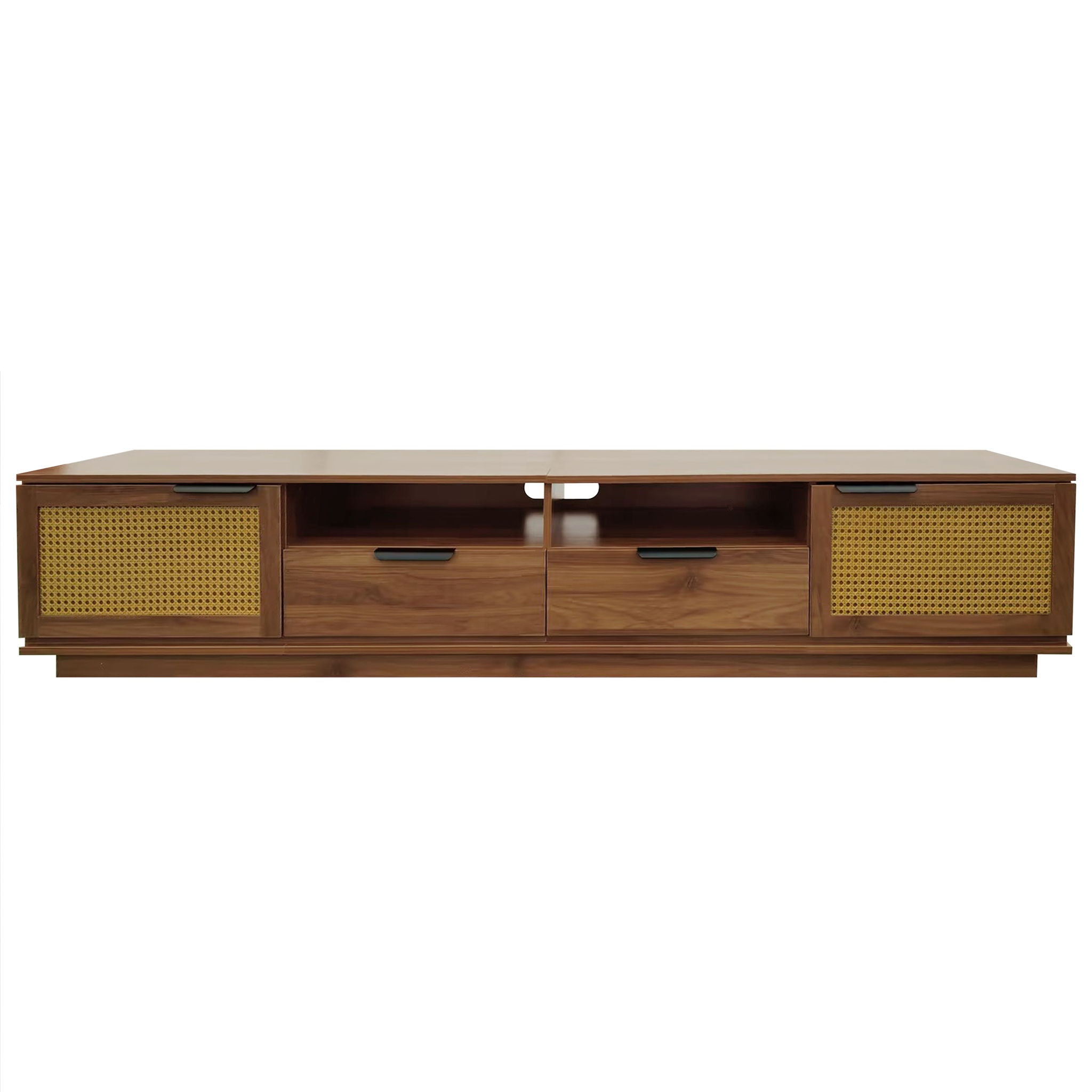 TV Stand With 2 Drawers And Open Shelving - Walnut