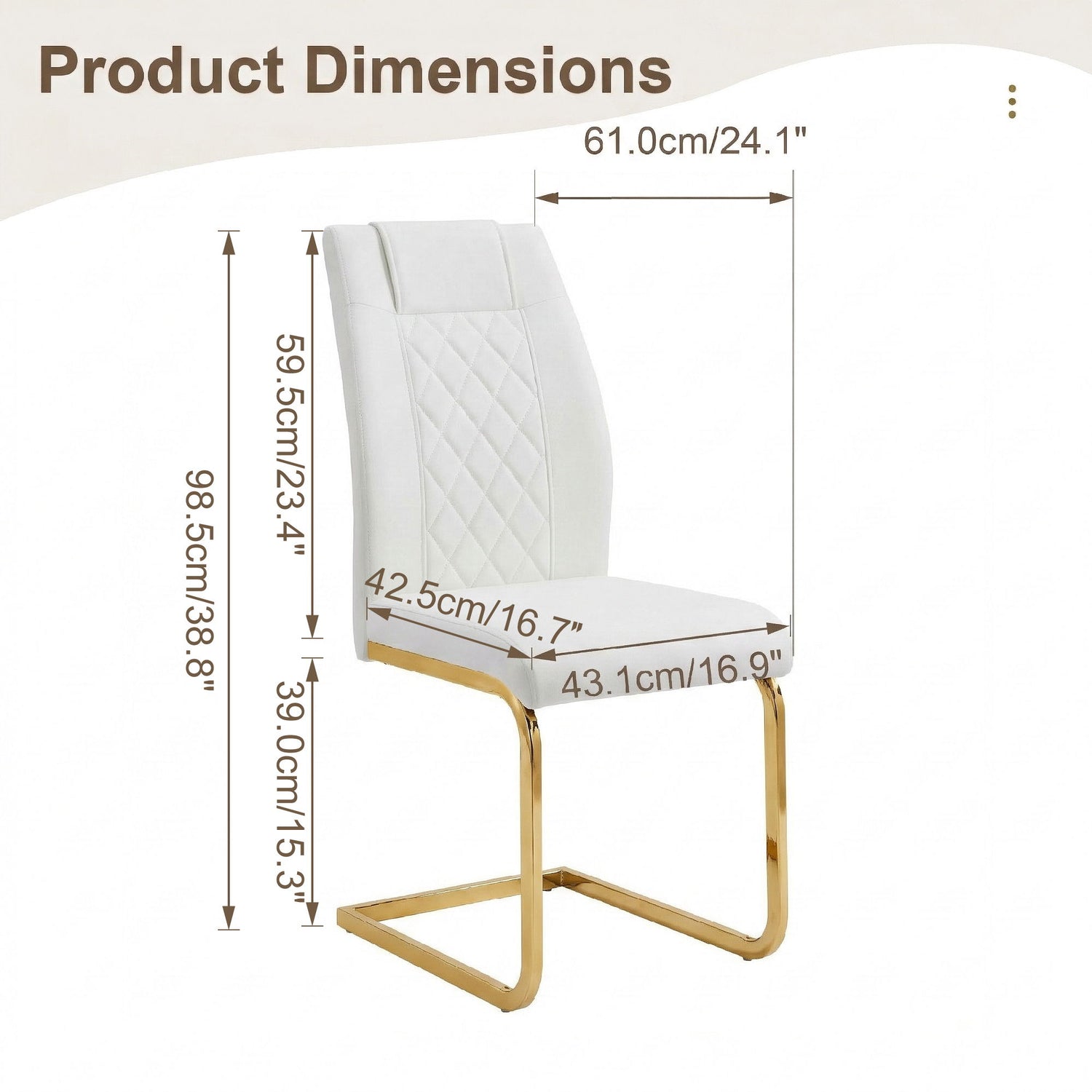 High Back Dining Chairs For Dining &amp; Kitchen Room (Set of 4) - Golden / White