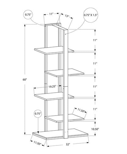 Bookshelf, Bookcase, Etagere, 5 Tie For Office, Contemporary &amp; Modern