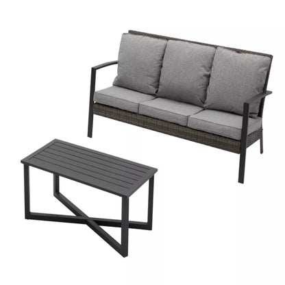 2 Piece Patio Set With Cushions &amp; Coffee Table