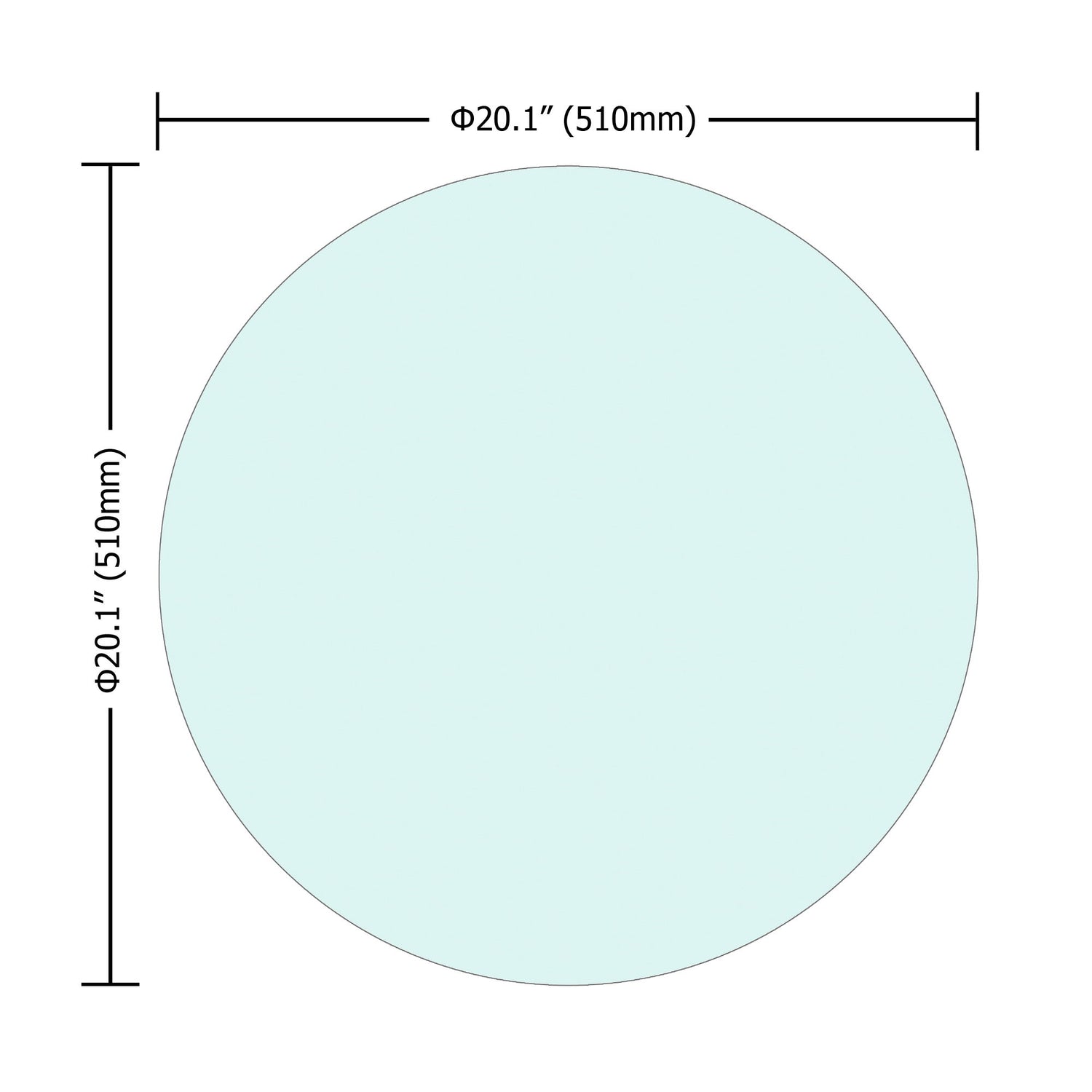 20&quot; Round Tempered Glass Table Top Clear Glass 1 / 4&quot; Thick Round Polished Edge - Transparent