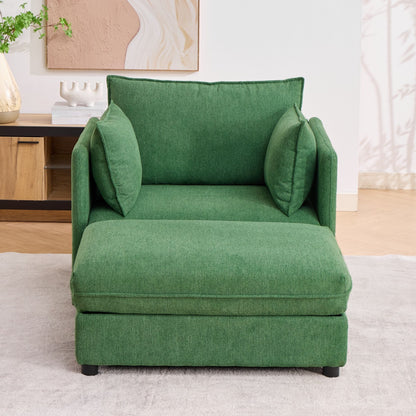 Oversized Deep Seat Accent Chair With Matching Storage Ottoman &amp; Throw Pillows
