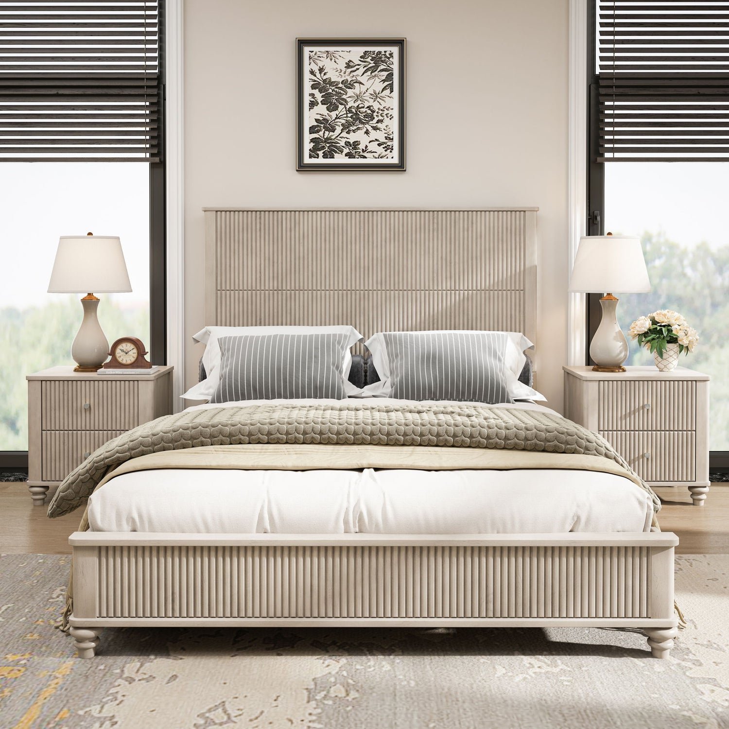 Platform Bed Frame &amp; Tall Headboard
