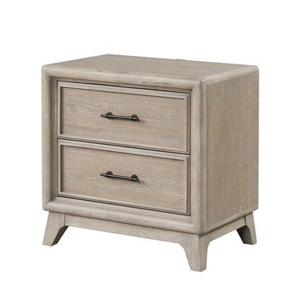 1 Piece Nightstand With Angled Feet, Dovetail Drawers, Bedroom Furniture - Oak