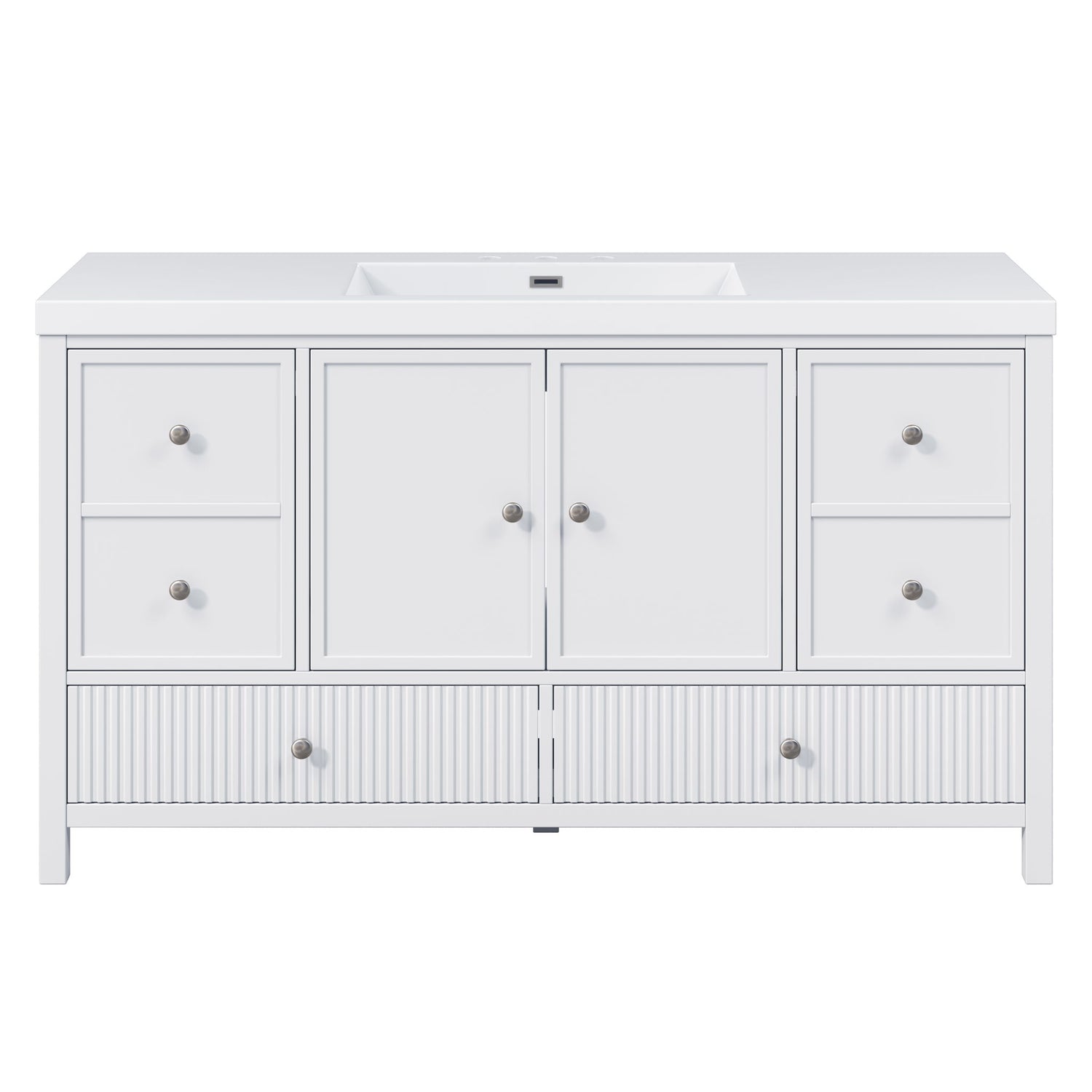 Bathroom Vanity With Separate Sink, Soft Close Doors And 4 Drawers