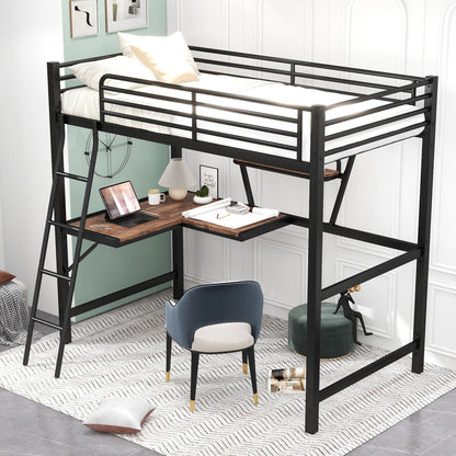 Loft Bed With Desk And Shelf, Modern Design