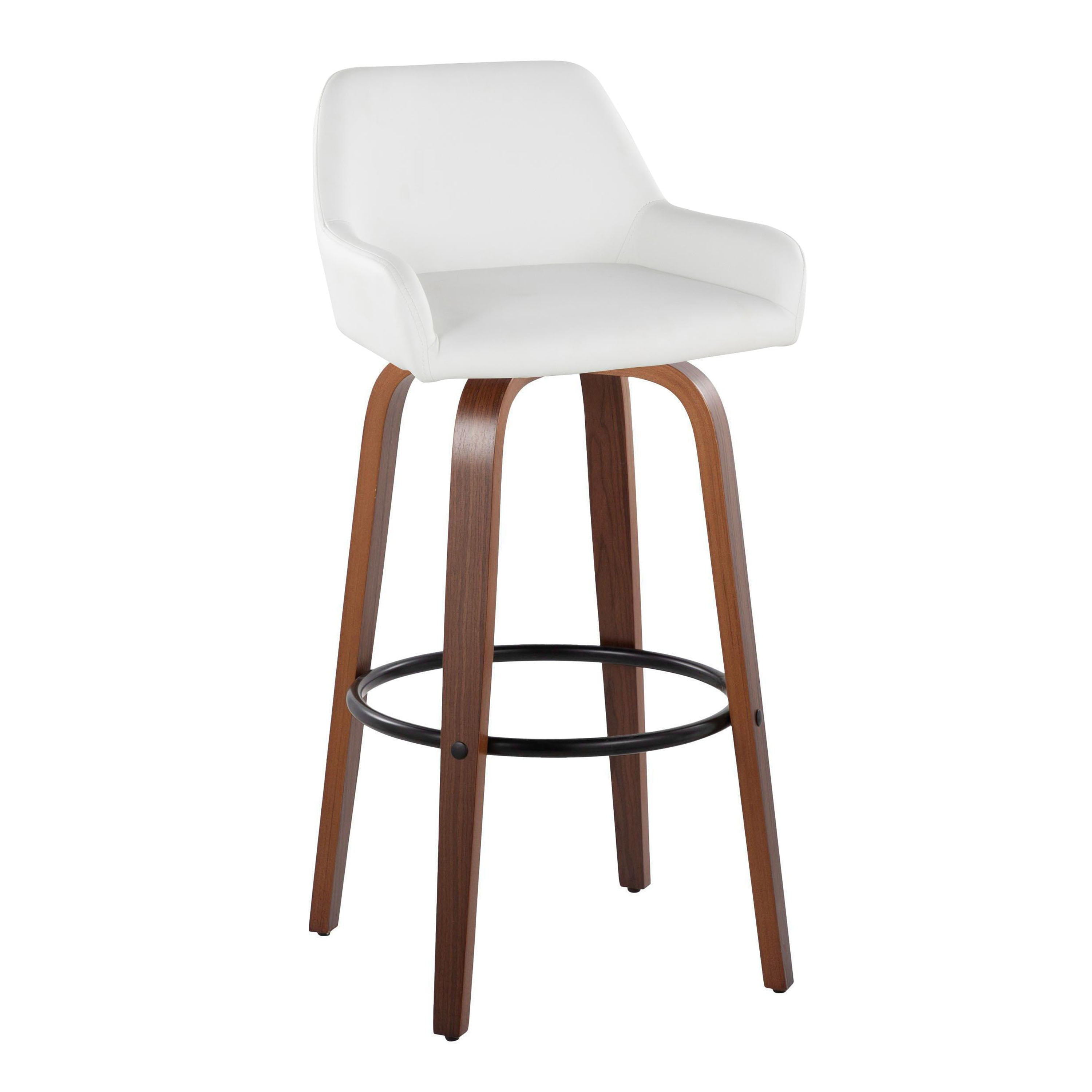 Daniella - Contemporary Fixed Height, Barstool &amp; Swivel And Round Footrest (Set of 2)