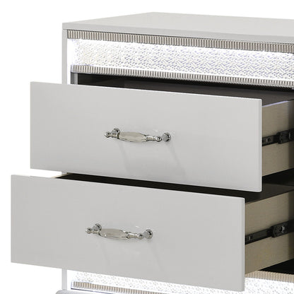 Glam - 2 Drawer Nightstand &amp; LED Lighting - White