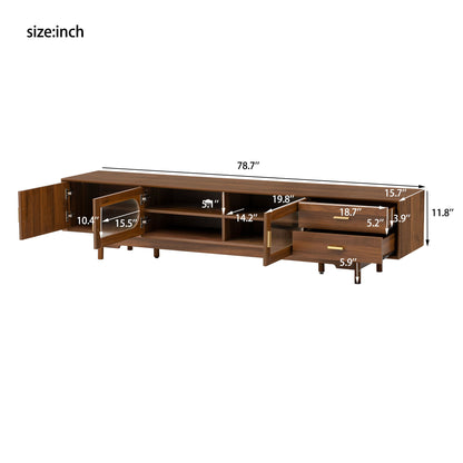 Modern TV Stand With Fluted Glass Doors &amp; 2 Drawers