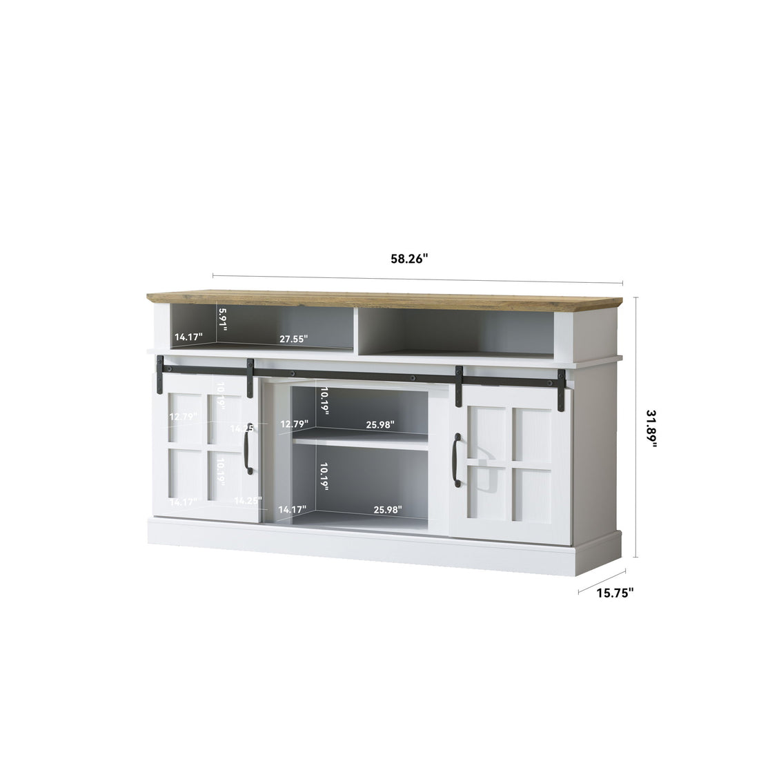 58&quot; TV Stand With Storage Cabinet And Shelves, TV Console Table Entertainment Center For Living Room, Bedroom - White