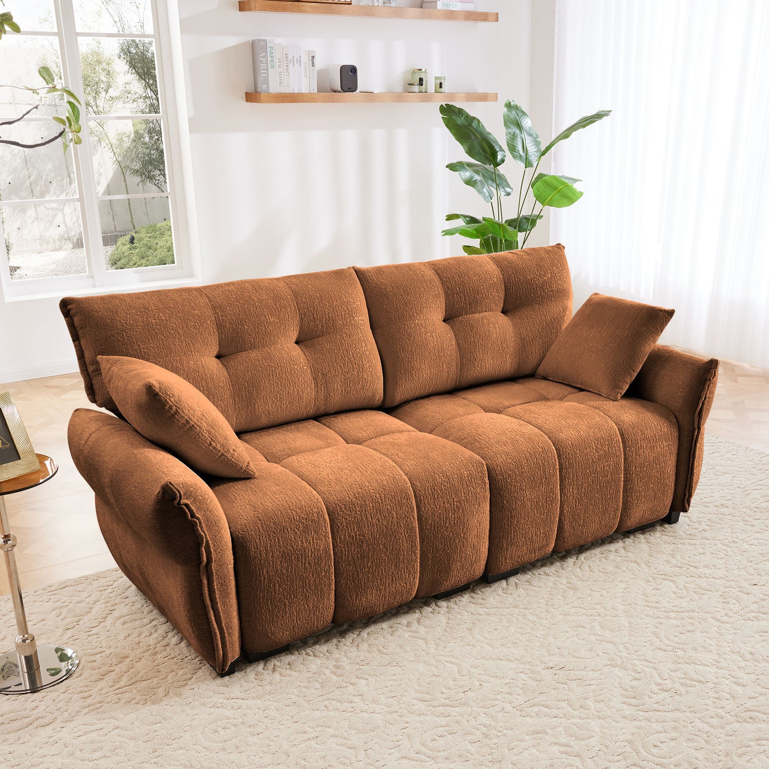 Modern Sofa &amp; Pillows, Textured Cover, High Rebound Cushions