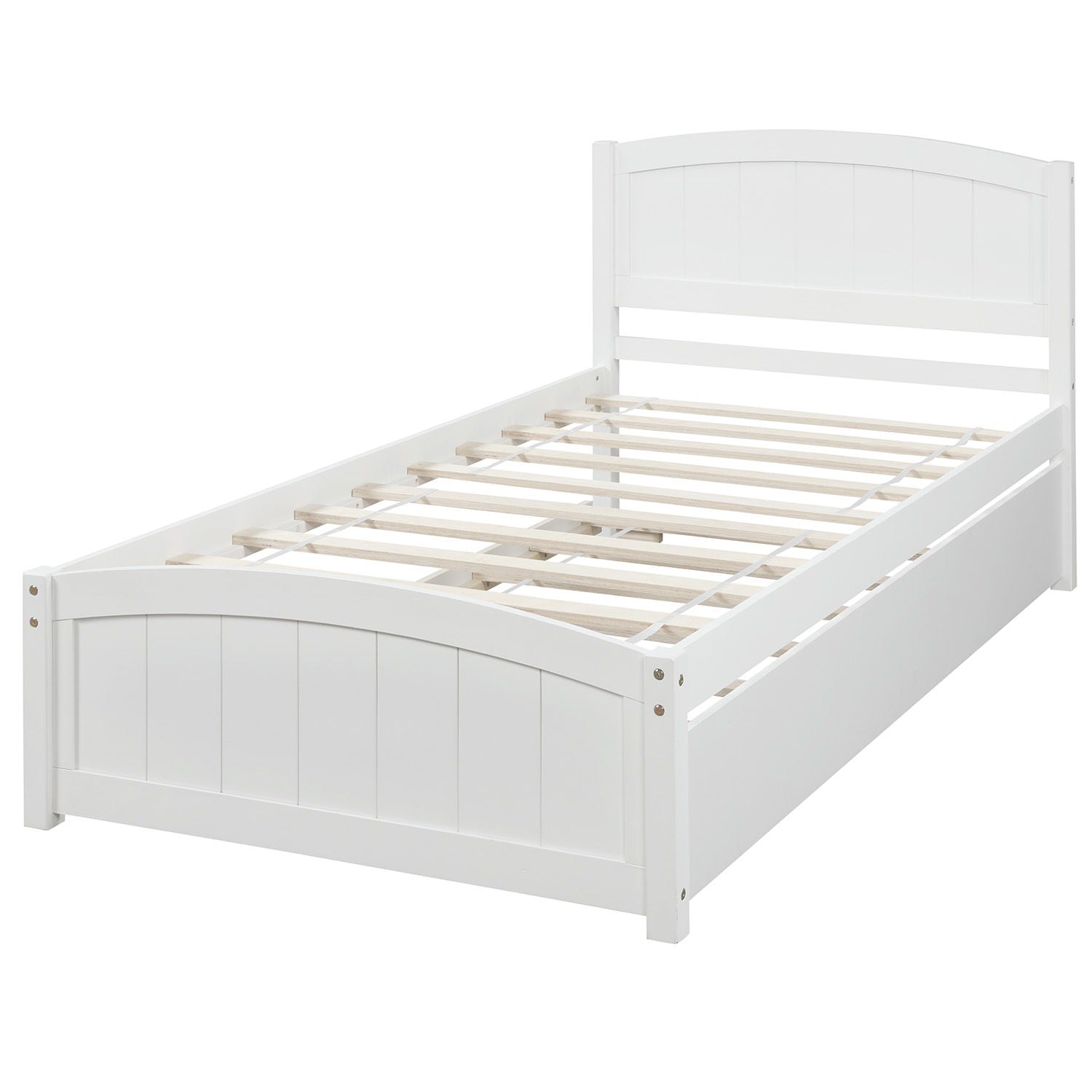 Platform Bed &amp; Headboard, Footboard And Wood Slat Support