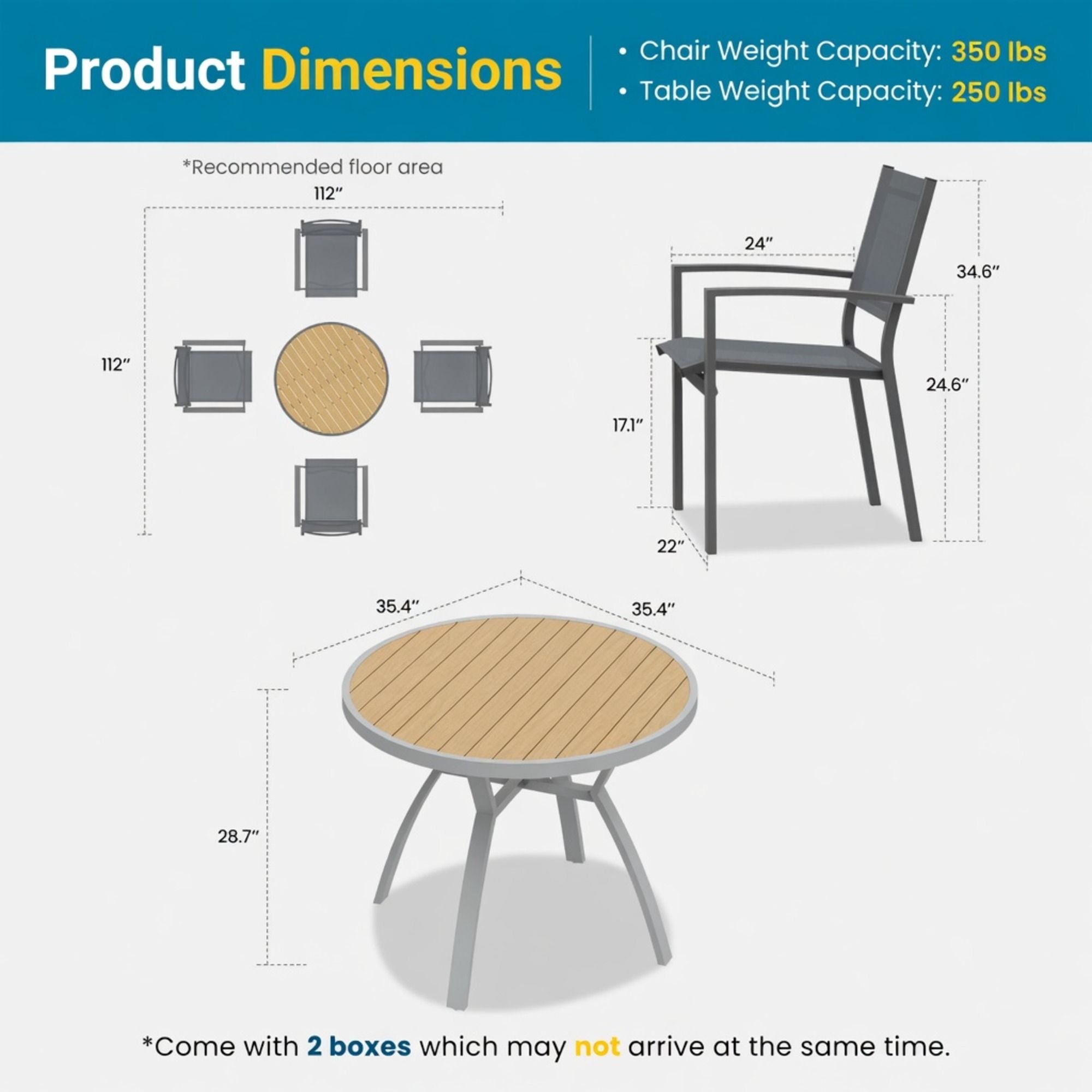 5 Piece Patio Dining Set &amp; Table And Chairs For Outdoor Use - Gray