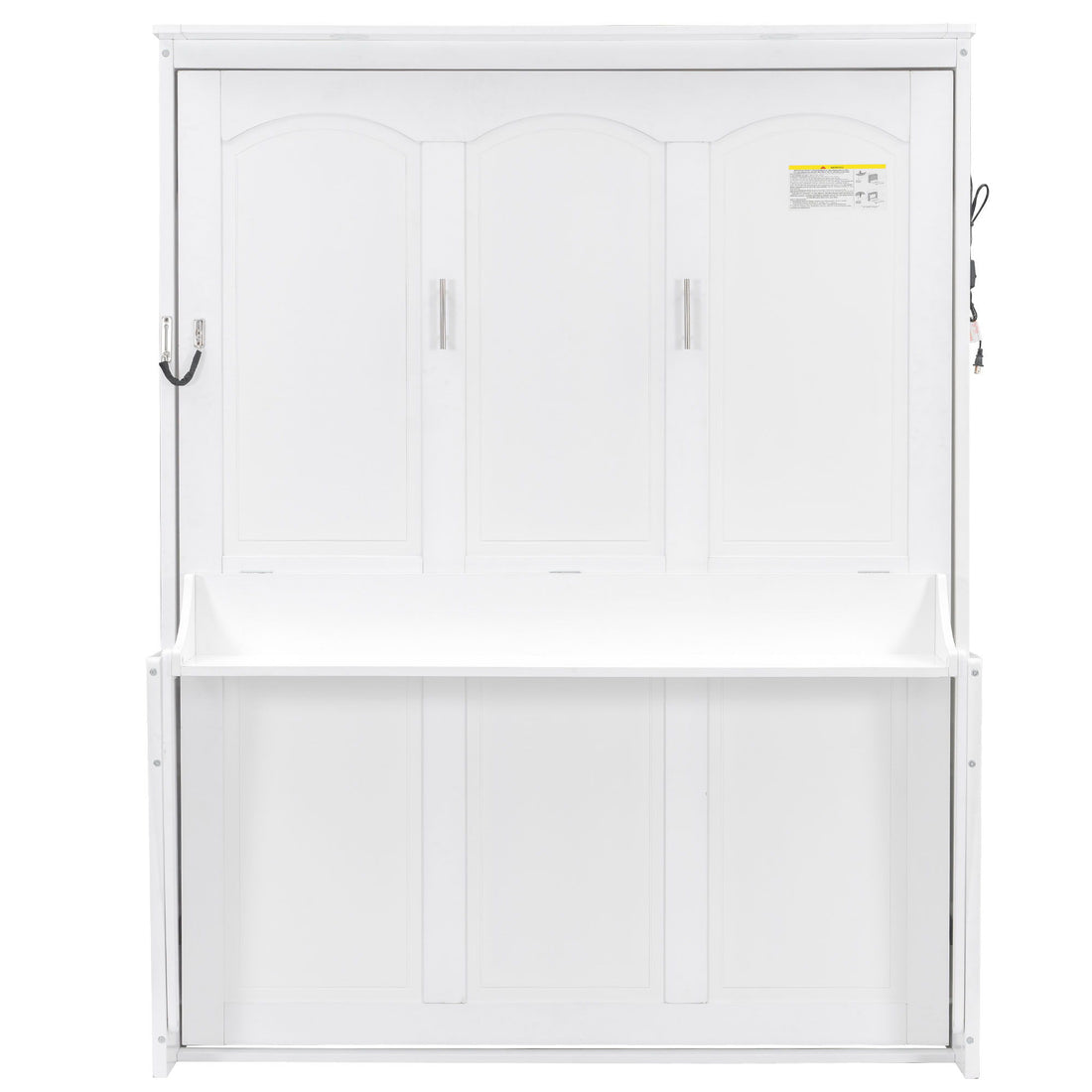 Murphy Bed With Desk, LED Lights &amp; USB Charging Station