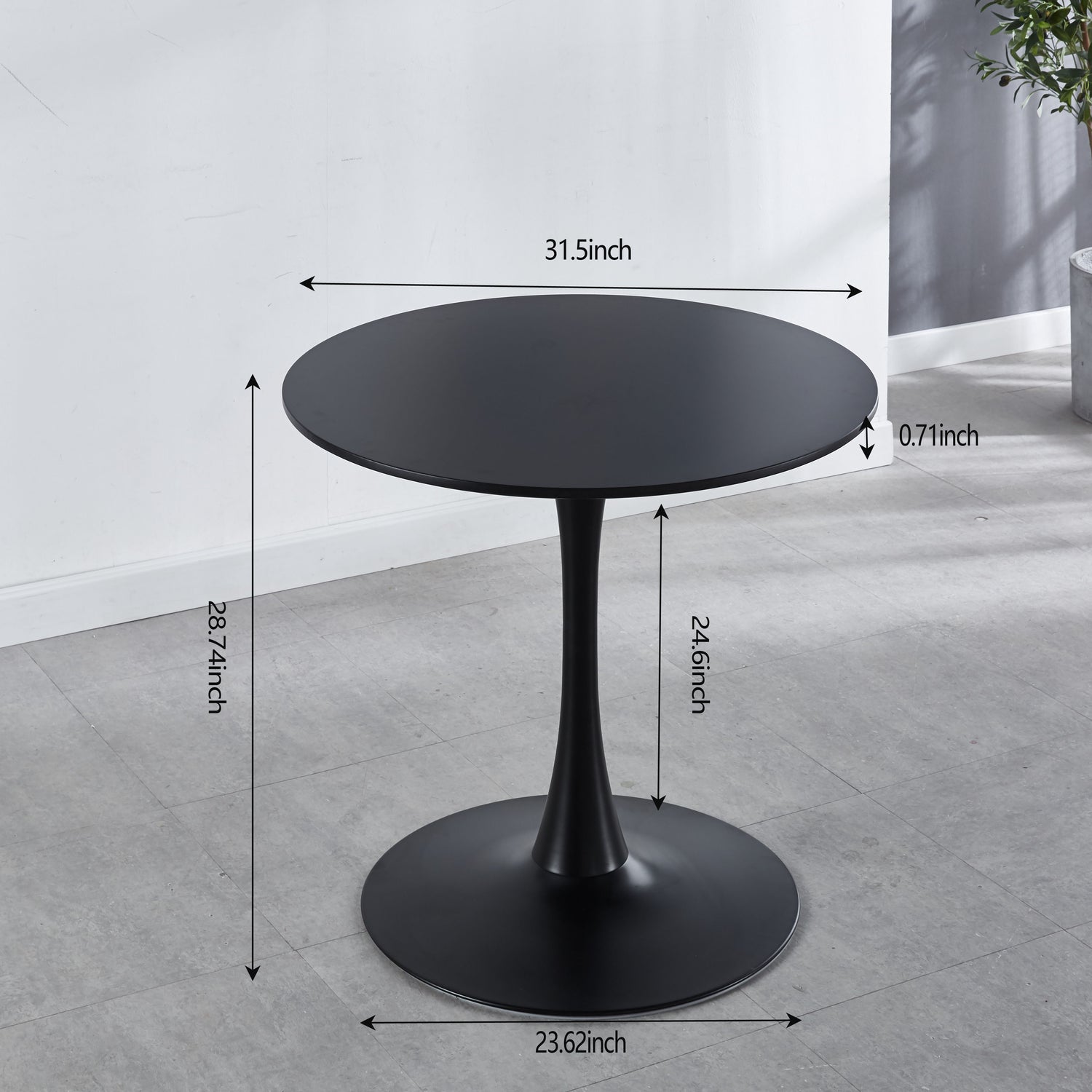 31.5&quot; Tulip Table Mid-Century Dining Table For 2-4 People With Round MDF Table Top, Pedestal Dining Table, End Table Leisure Coffee Table - Black