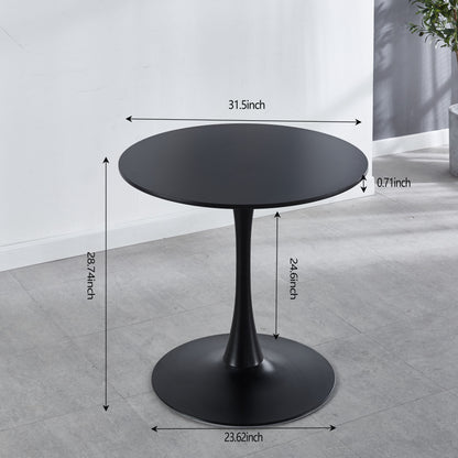 31.5&quot; Tulip Table Mid-Century Dining Table For 2-4 People With Round MDF Table Top, Pedestal Dining Table, End Table Leisure Coffee Table - Black