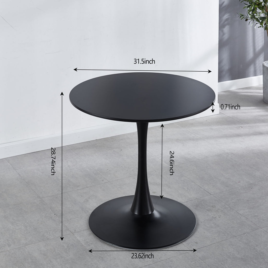31.5&quot; Tulip Table Mid-Century Dining Table For 2-4 People With Round MDF Table Top, Pedestal Dining Table, End Table Leisure Coffee Table - Black