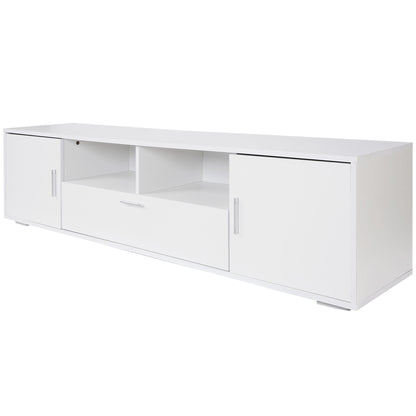 Modern TV Stand With LED Lights Entertainment Center TV Cabinet With Storage For Up To 75&quot; For Gaming Living Room Bedroom - White