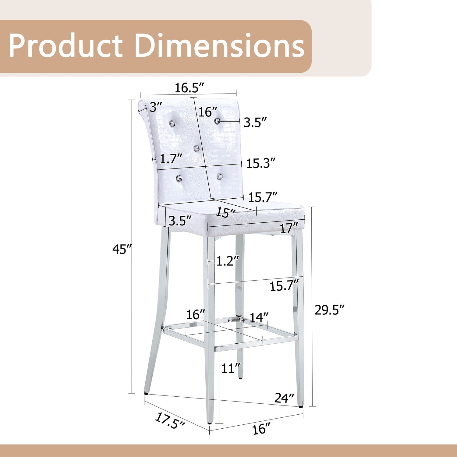 Bar Chairs &amp; Crystal Clasp Design (Set of 2)