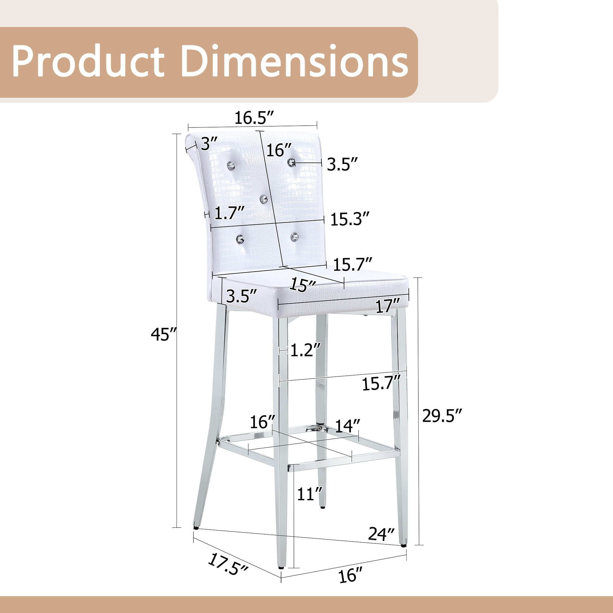Bar Chairs &amp; Crystal Clasp Design (Set of 2)