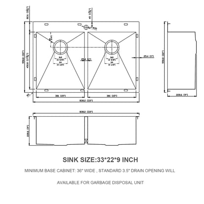 Double Bowl Drop In Sink, Stainless Steel With 50 / 50 Basins 18 Gauge - Brushed Nickel