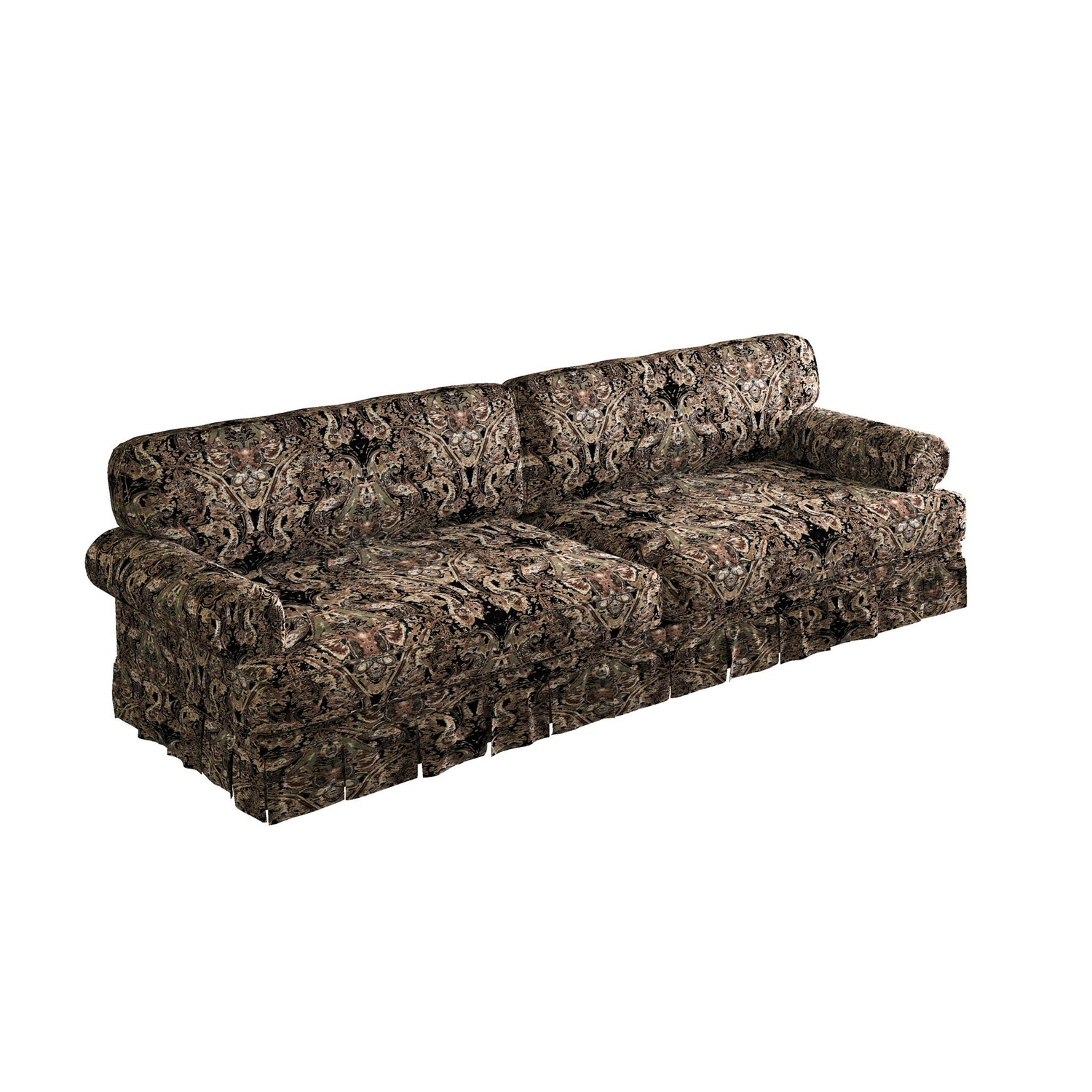 Luxuriously Comfortable Cloud Couch With Elegant Rolled Arms &amp; Pleated Skirt Design