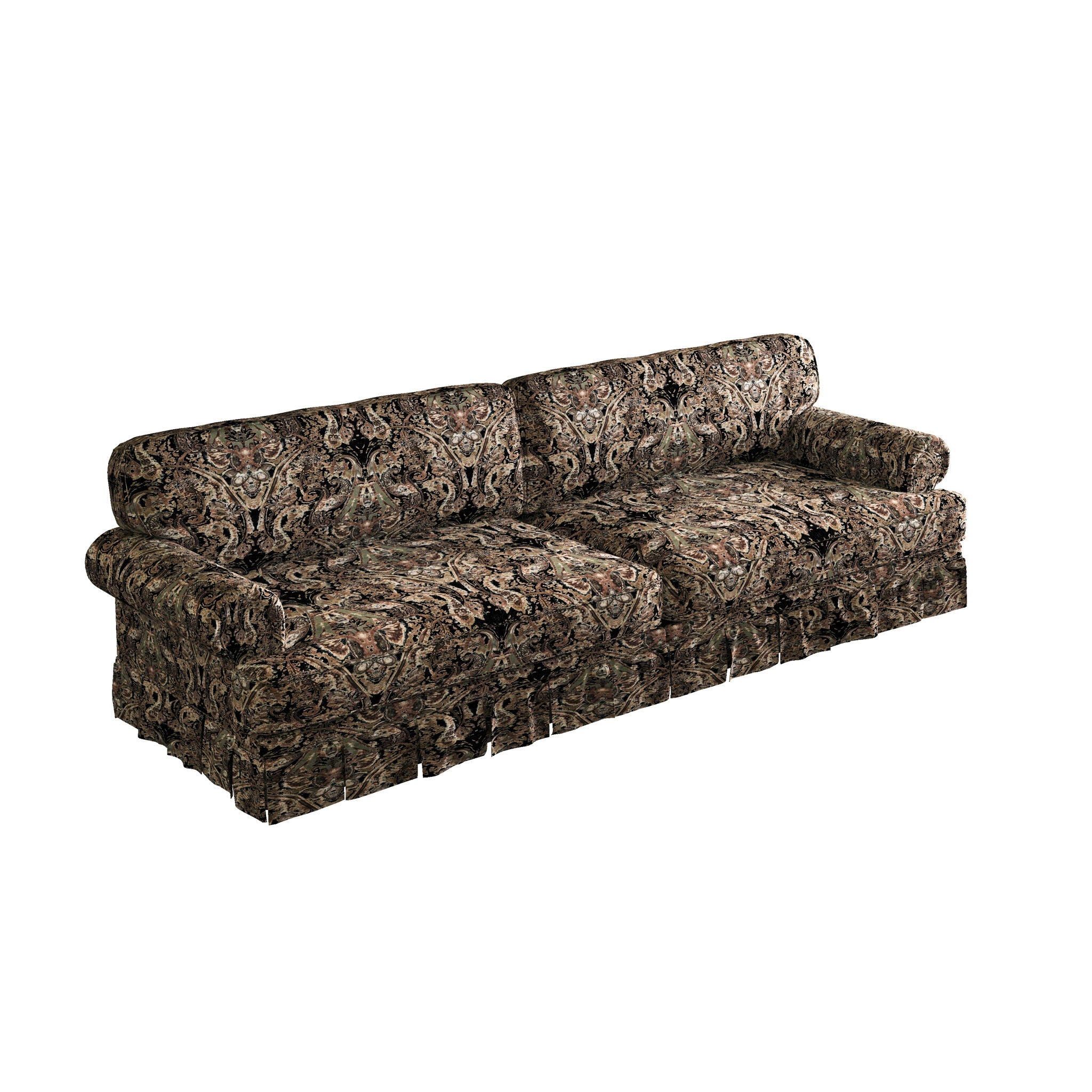Luxuriously Comfortable Cloud Couch With Elegant Rolled Arms &amp; Pleated Skirt Design