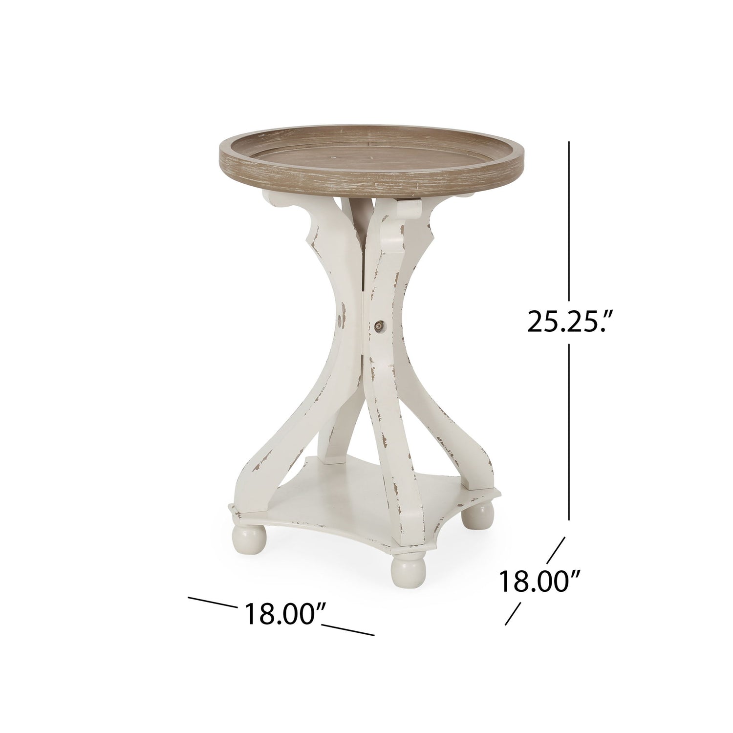 Rustic French Country Accent Table With Hourglass Firwood Base And Lipped Top