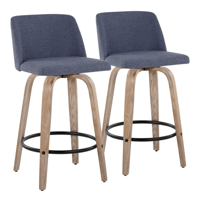 Toriano - Contemporary Fixed-Height Counter Stool &amp; Swivel With Round Footrest (Set of 2)