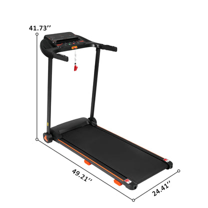 2.5Hp Quiet Folding Treadmill With Heart Rate Sensor, 300Lbs Weight Capacity, With USB Charge Station For Android &amp; Bluetooth Speaker, 6 Shock Absorbing - Black
