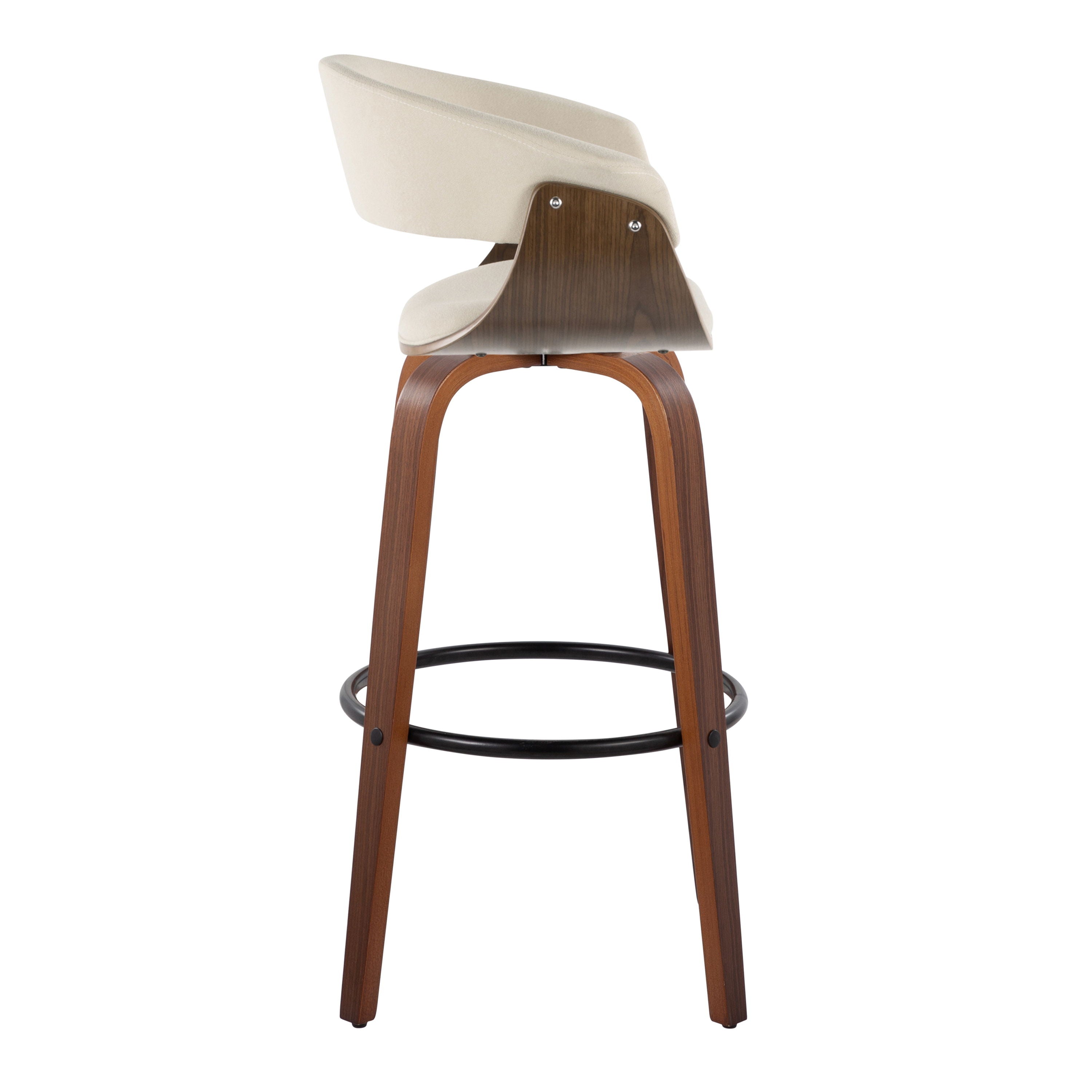 Vintage Mod - Mid Century Modern Fixed Height Barstool With Swivel &amp; Round Footrest (Set of 2)