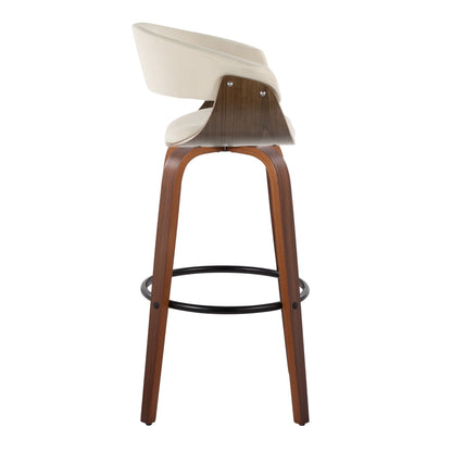 Vintage Mod - Mid Century Modern Fixed Height Barstool With Swivel &amp; Round Footrest (Set of 2)