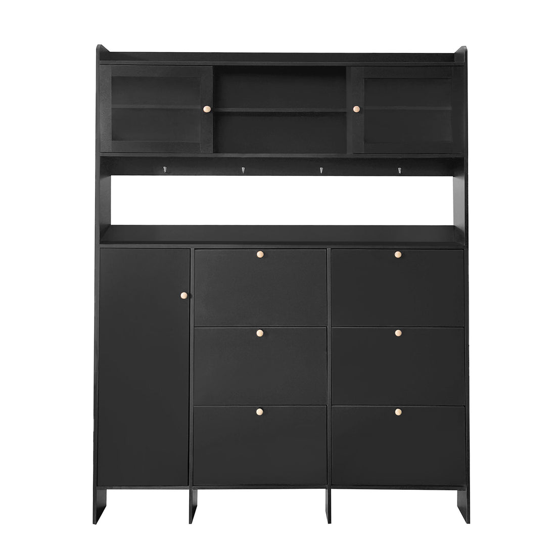 On Trend Multifunctional Tipping Bucket Shoe Cabinet With Storage Shelf &amp; 6 Flip Drawers