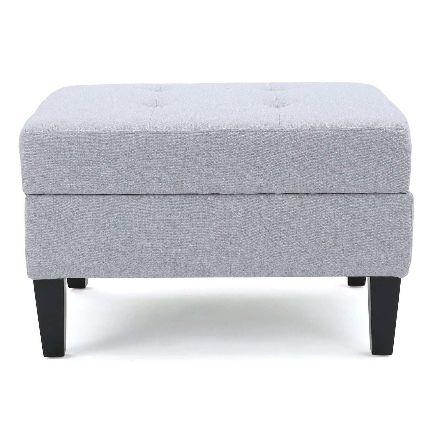 Ottoman With Birch Wood Legs And Cushioned Top For Comfort