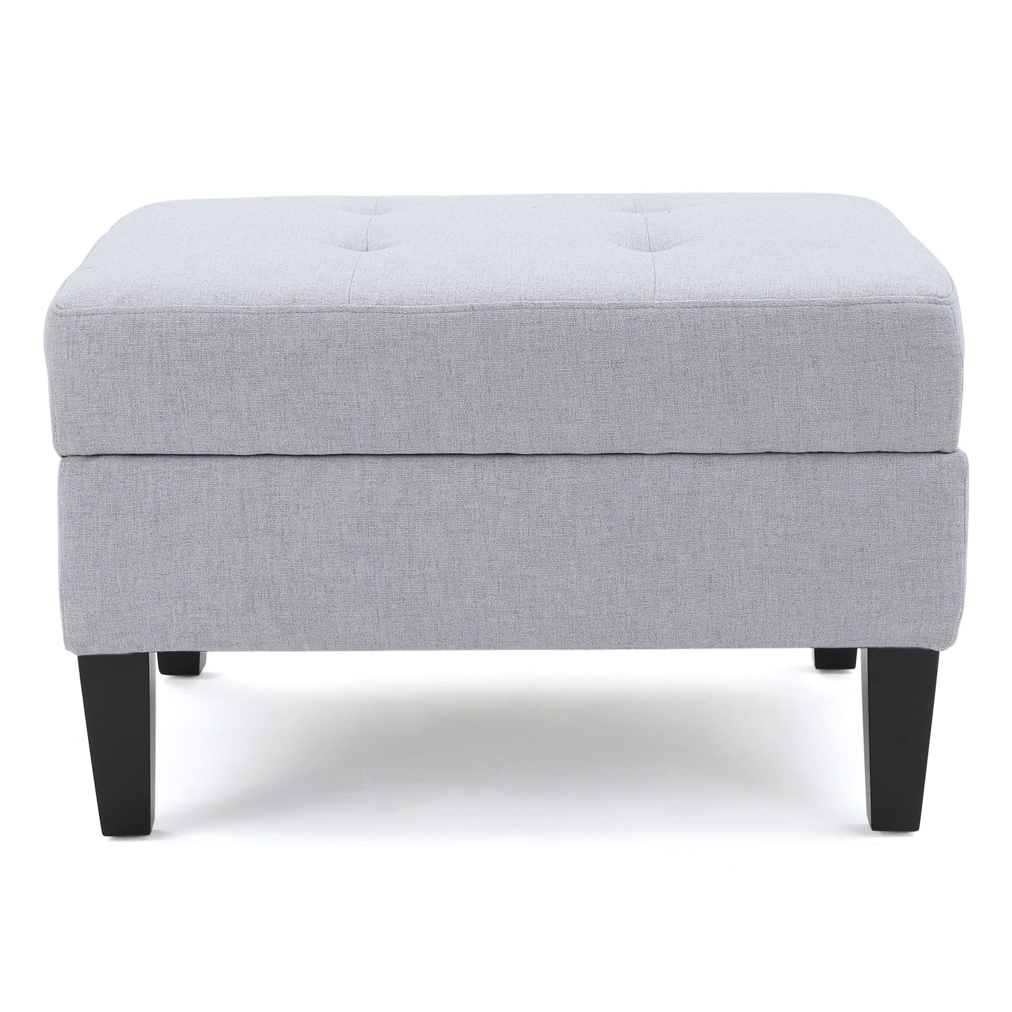 Ottoman With Birch Wood Legs And Cushioned Top For Comfort