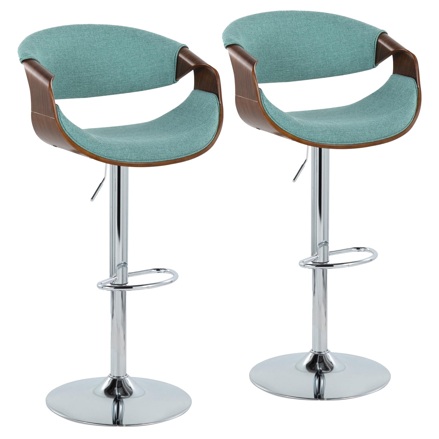 Curvo - Mid Century Modern Adjustable Barstool &amp; Swivel (Set of 2)