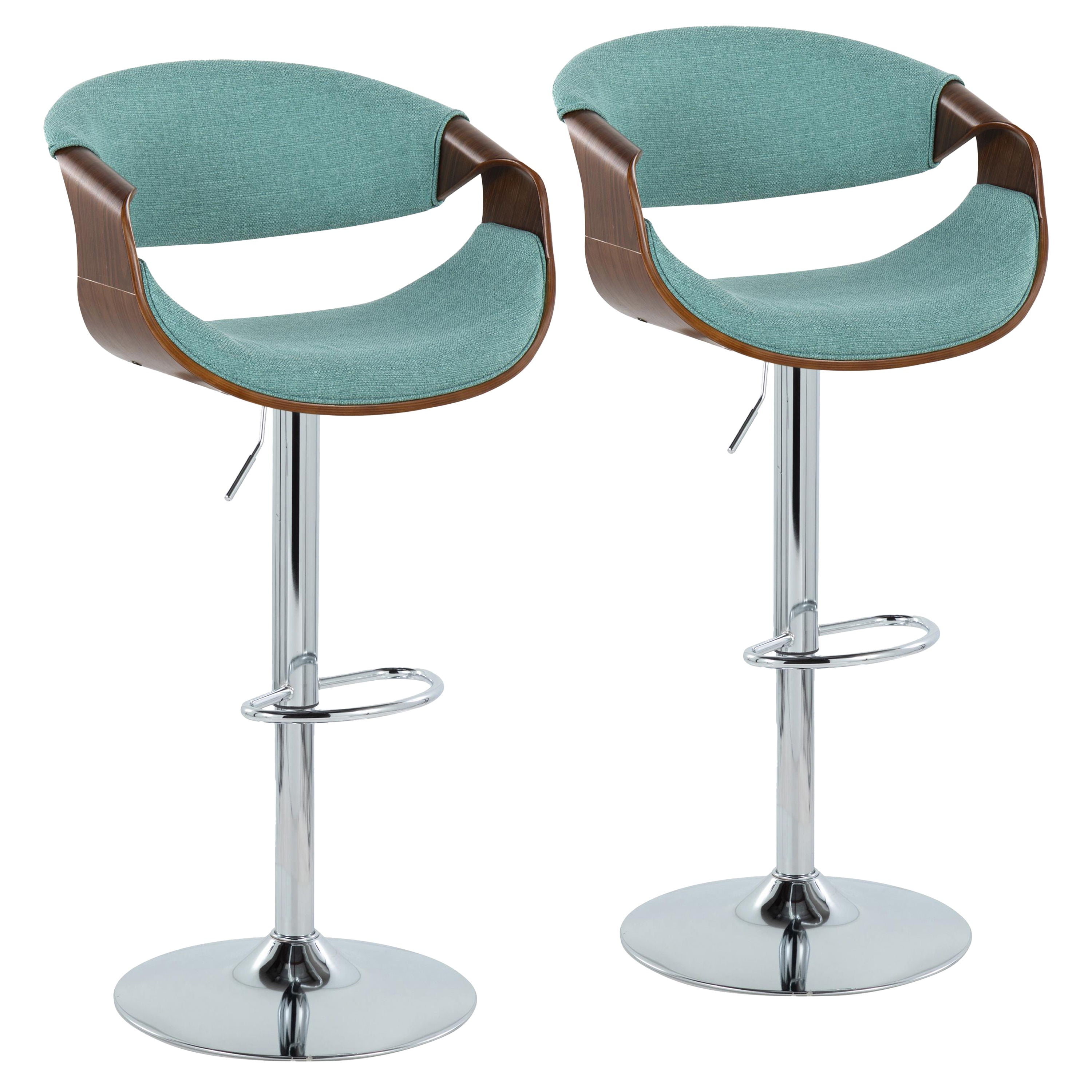 Curvo - Mid Century Modern Adjustable Barstool &amp; Swivel (Set of 2)