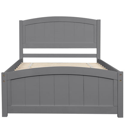 Platform Bed &amp; Headboard, Footboard And Wood Slat Support