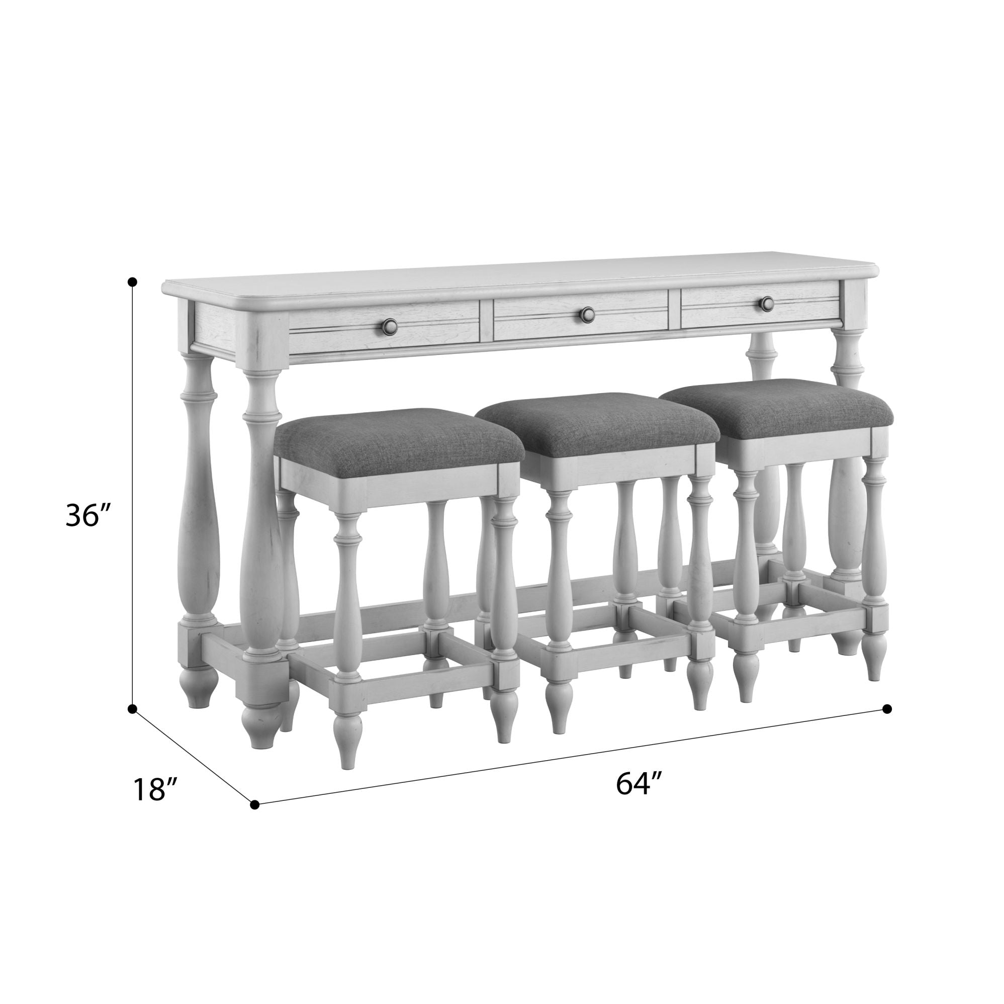 Sofa Table With 3 Stools - Gray
