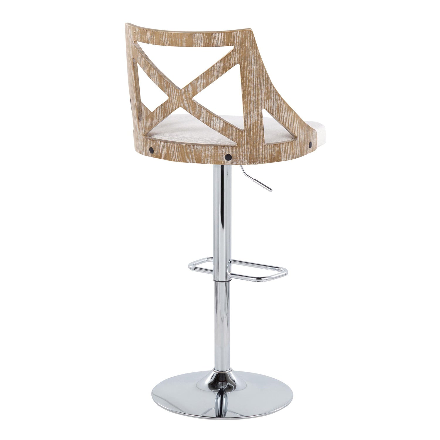 Charlotte - Farmhouse Adjustable Height Barstool &amp; Swivel Rounded Rectangle Footrest (Set of 2)