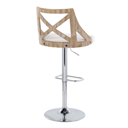 Charlotte - Farmhouse Adjustable Height Barstool &amp; Swivel Rounded Rectangle Footrest (Set of 2)